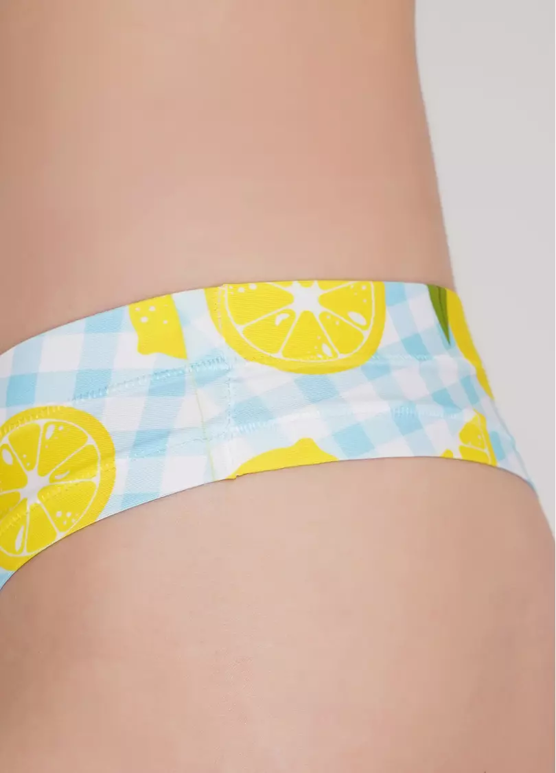 Трусики стрінги з мікрофібри з яскравим принтом Summer print 2102/20 (жовтий)