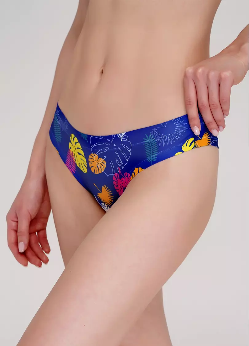 Трусики стрінги з мікрофібри з яскравим принтом Summer print 2102/20 (синій)
