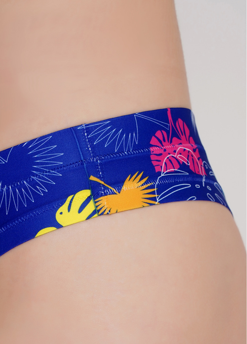 Трусики стрінги з мікрофібри з яскравим принтом Summer print 2102/20 (синій)