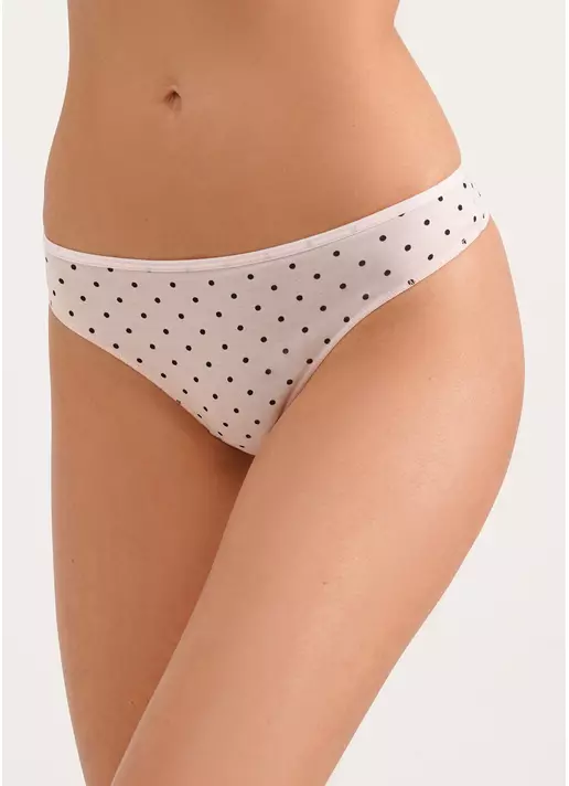 Трусики танга из хлопка Sweet cotton 2102/60 beige dots (бежевый)