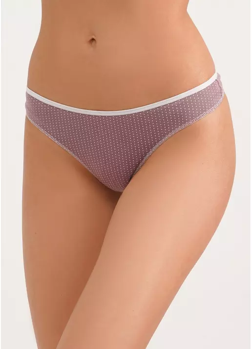 Трусики танга из хлопка Sweet cotton 2102/60 coffee dots (коричневый)