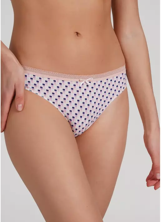 Трусики танга из хлопка Sweet cotton 2102/60 lilac grid (розовый)