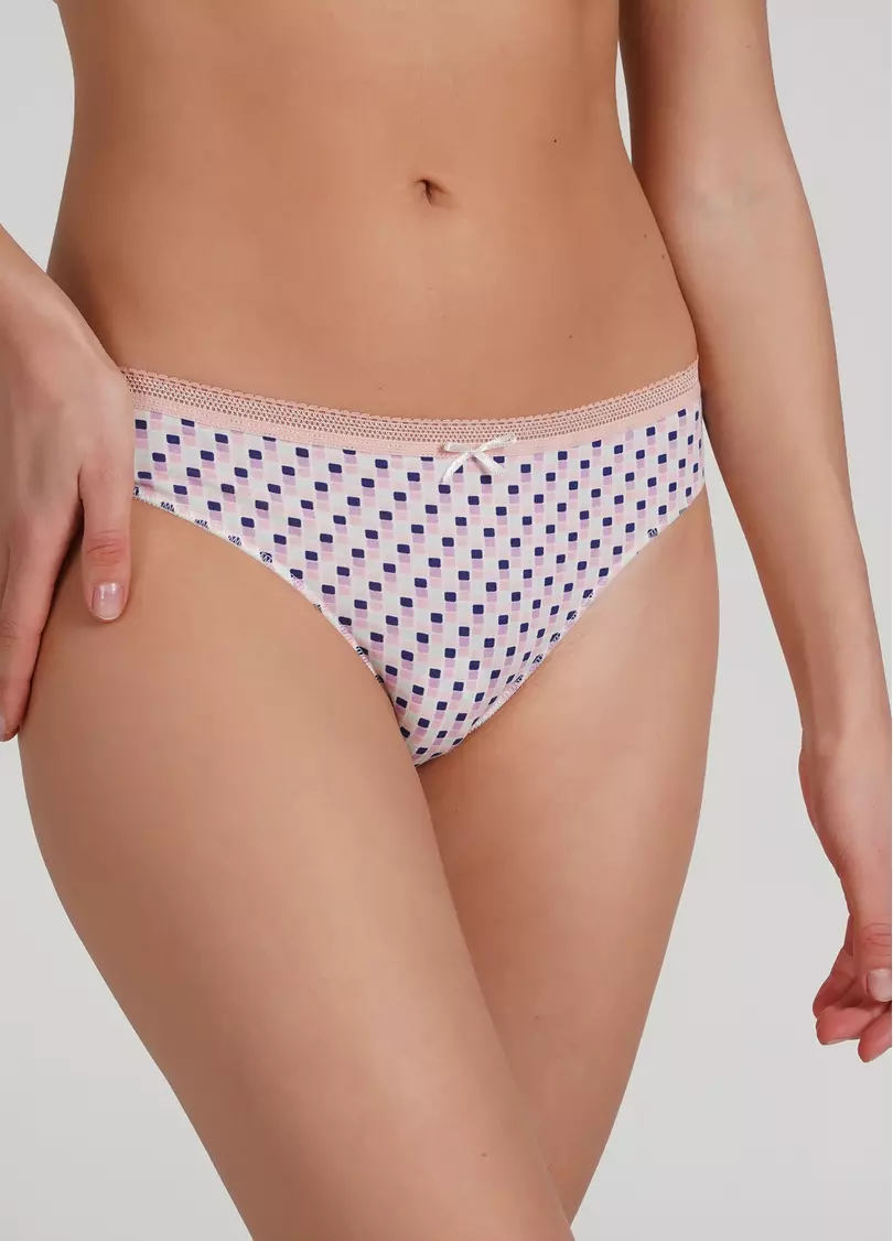 Трусики танга из хлопка Sweet cotton 2102/60 lilac grid (розовый)