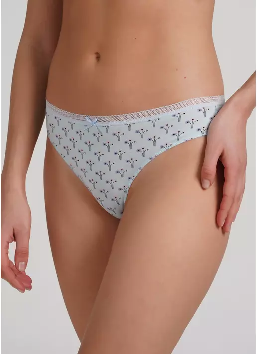 Трусики танга из хлопка Sweet cotton 2102/60 mint flow (голубой)