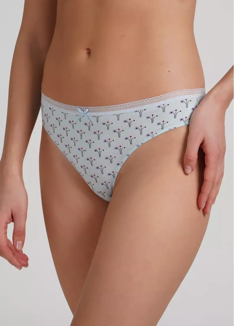 Трусики танга из хлопка Sweet cotton 2102/60 mint flow (голубой)