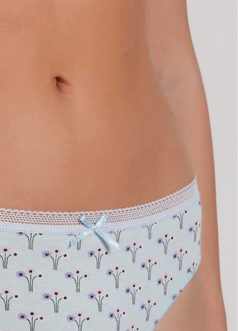 Трусики танга з бавовни Sweet cotton 2102/60 mint flow (блакитний)