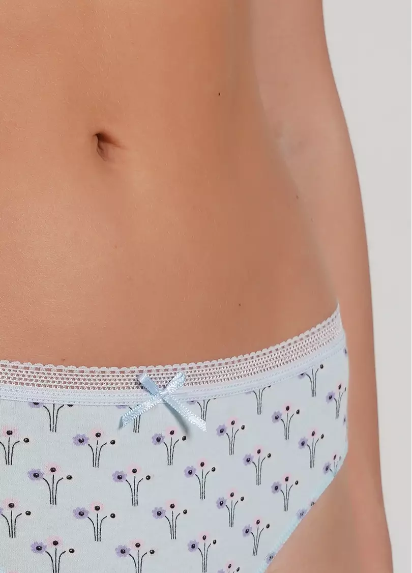 Трусики танга из хлопка Sweet cotton 2102/60 mint flow (голубой)