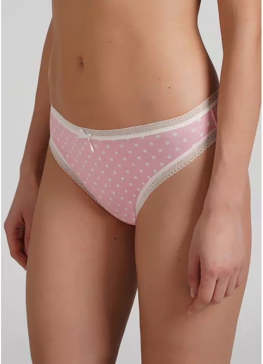 Хлопковые бразилиана трусики в горох Sweet cotton 2212/06 pink dots (розовый)
