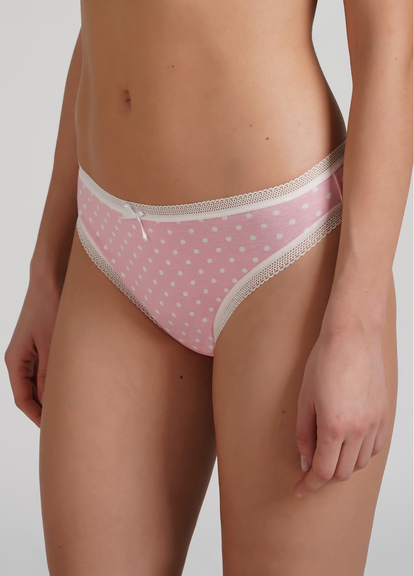 Хлопковые бразилиана трусики в горох Sweet cotton 2212/06 pink dots (розовый)