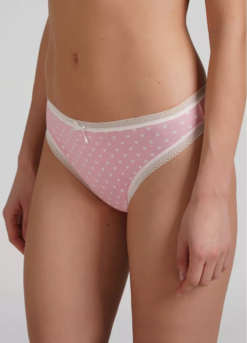 Хлопковые бразилиана трусики в горох Sweet cotton 2212/06 pink dots (розовый)