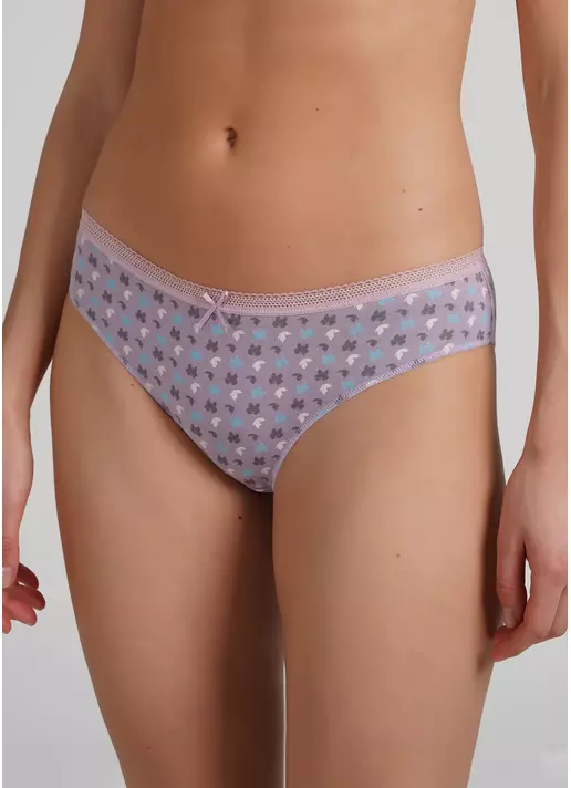 Классические трусики слипы с принтом бабочек Sweet cotton 2301/60 lilac flow (фиолетовый)
