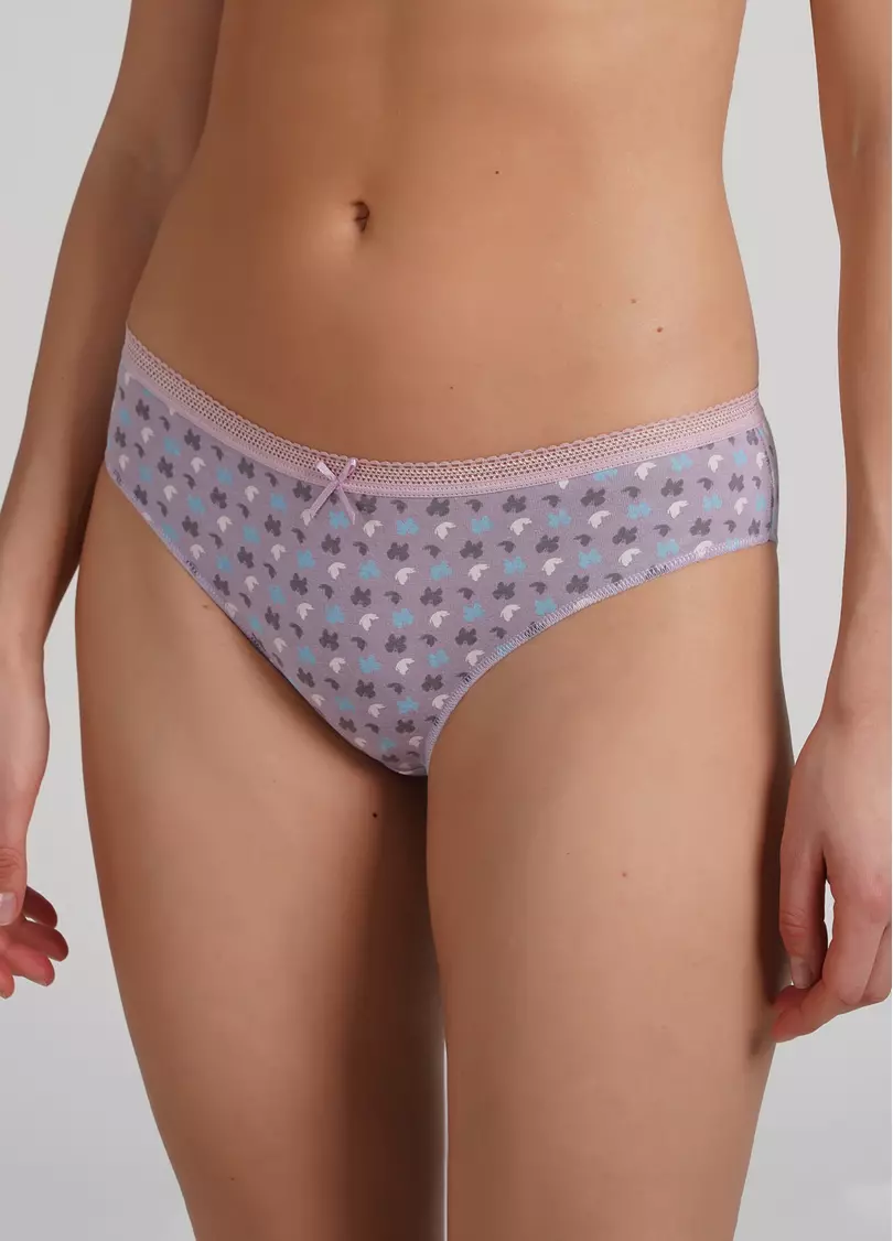 Классические трусики слипы с принтом бабочек Sweet cotton 2301/60 lilac flow (фиолетовый)
