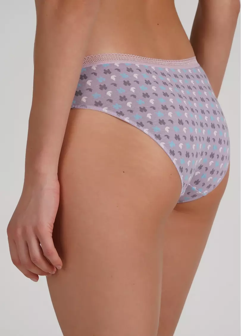 Классические трусики слипы с принтом бабочек Sweet cotton 2301/60 lilac flow (фиолетовый)