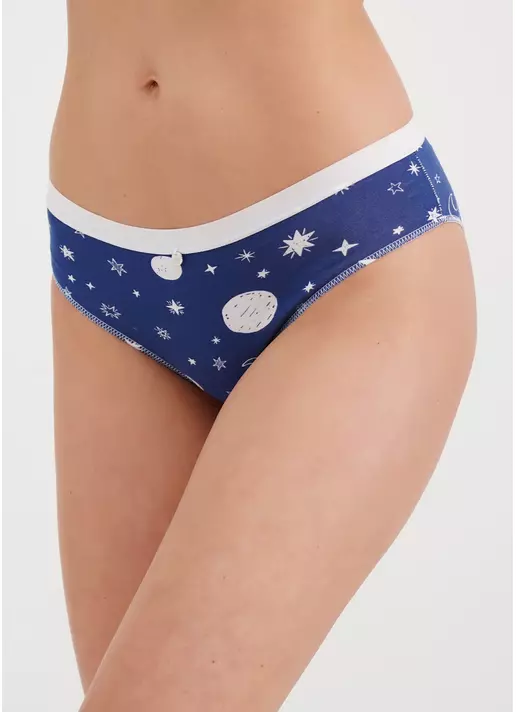 Классические трусики слипы в звезды Sweet cotton 2301/60 moon (синий)
