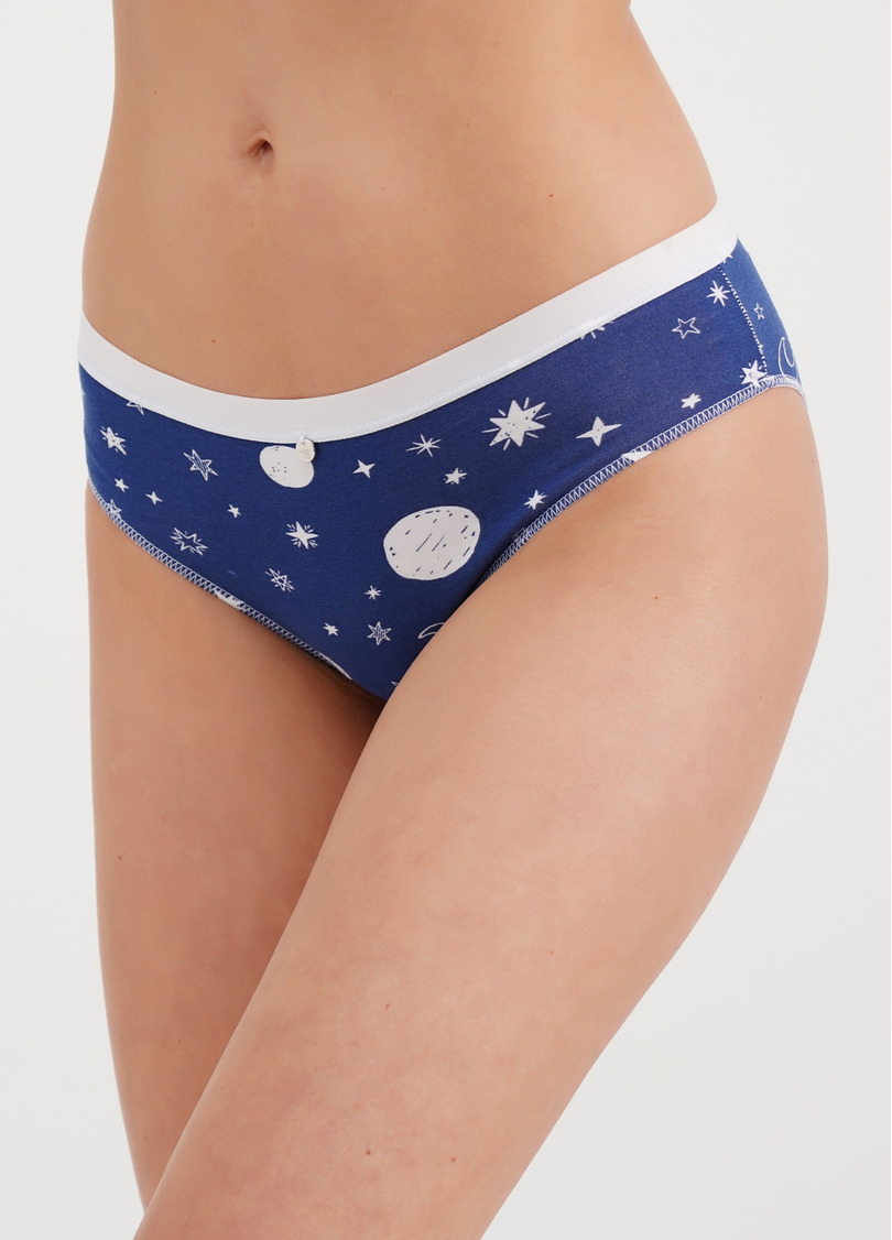 Класичні трусики сліпи в зірки Sweet cotton 2301/60 moon (синій)