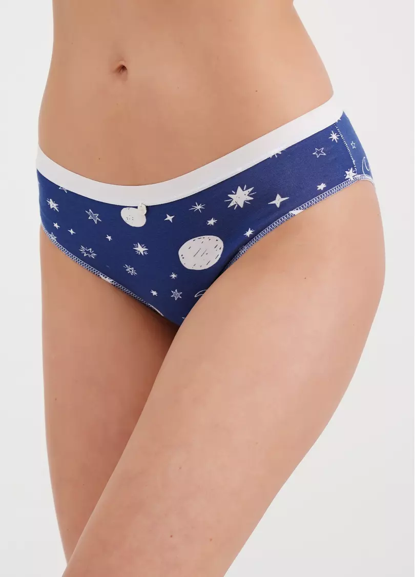 Классические трусики слипы в звезды Sweet cotton 2301/60 moon (синий)