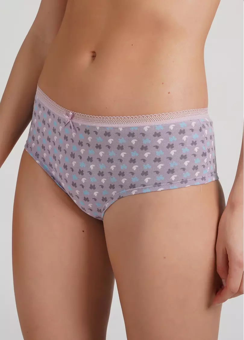 Трусики хипстеры хлопковые с узором бабочек Sweet cotton 2602/60 lilac flow (фиолетовый)