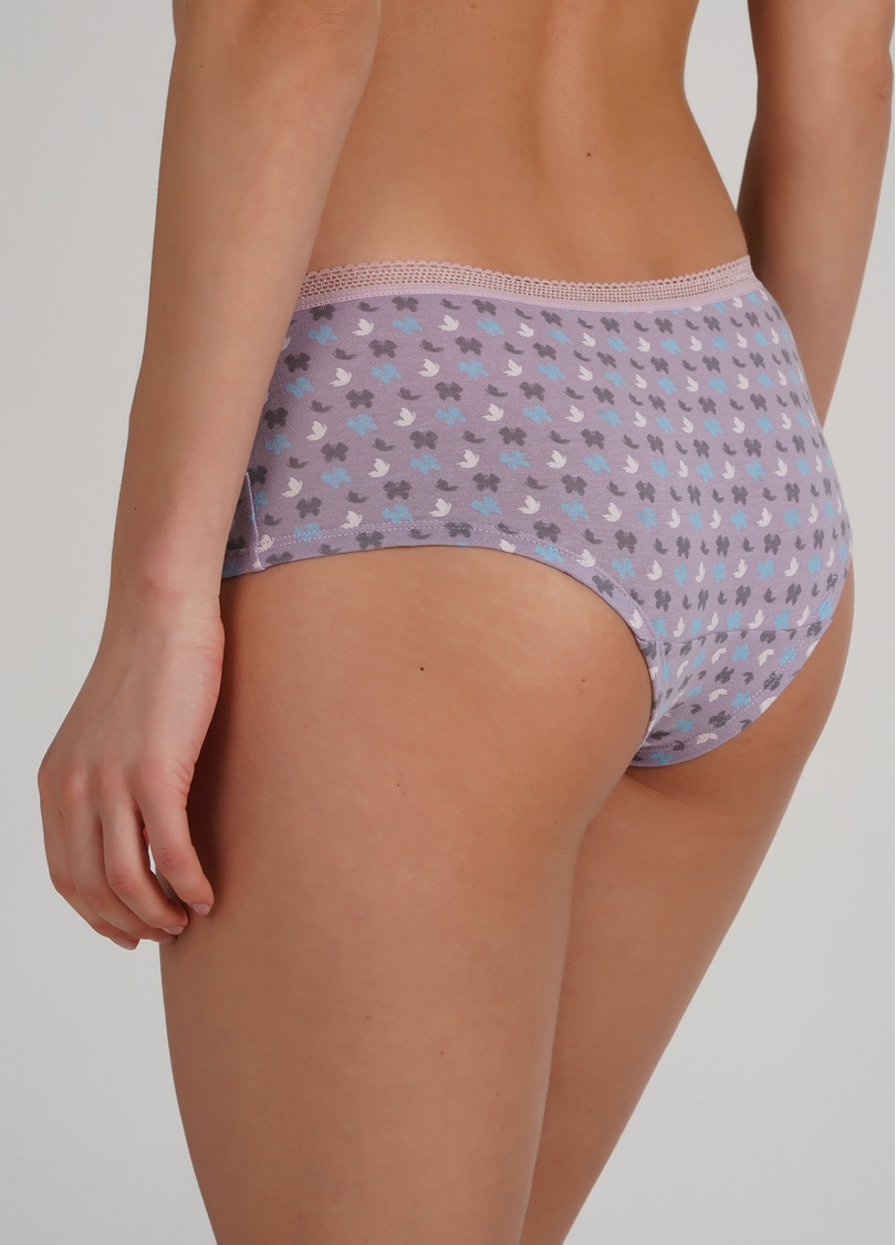 Трусики хипстеры хлопковые с узором бабочек Sweet cotton 2602/60 lilac flow (фиолетовый)