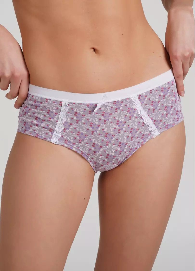 Трусики хипстеры хлопковые с цветочным узором Sweet cotton 2602/60 lilac tracery (фиолетовый)