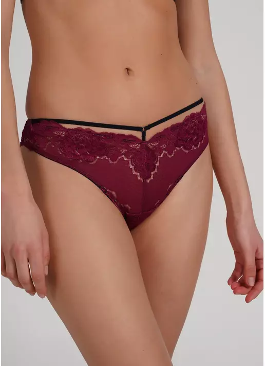 Кружевные трусики танга со сбруей Sweet plum 2107/31 plum (фуксия)