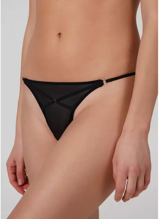 Трусики стринги на регулирующих лямках из сетки Sweet plum 2108/42 black (черный)