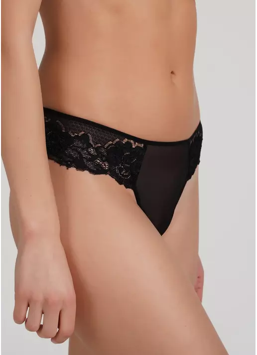Трусики бразилиана кружевные с сеткой Sweet plum 2216/32 black (черный)