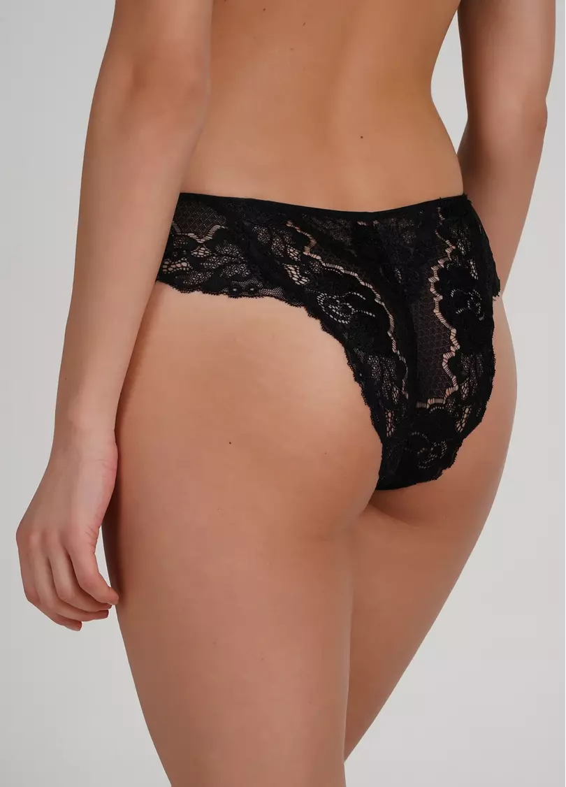 Трусики бразилиана кружевные с сеткой Sweet plum 2216/32 black (черный)