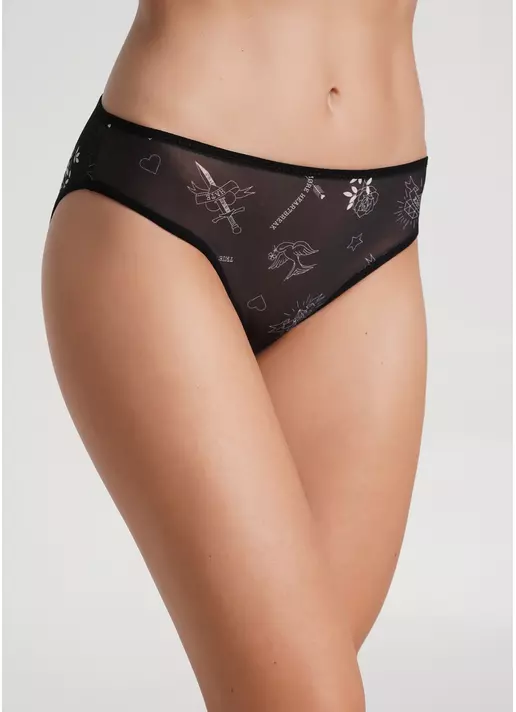 Трусики сліпи з сітки з принтом тату Tatoo 2301/04 black tattoo (чорний)