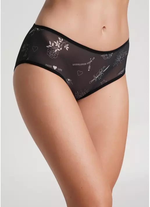 Трусики хіпстери з сітки з ефектом тату Tatoo 2601/04 black tattoo (чорний)