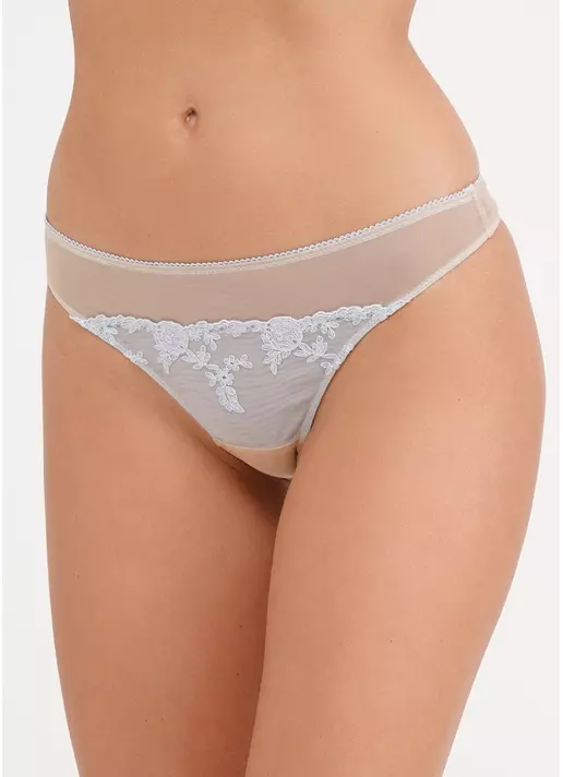 Трусики стринги из сетки в цветы Tuscany 2104/41 beige/sky blue (бежевый/голубой)