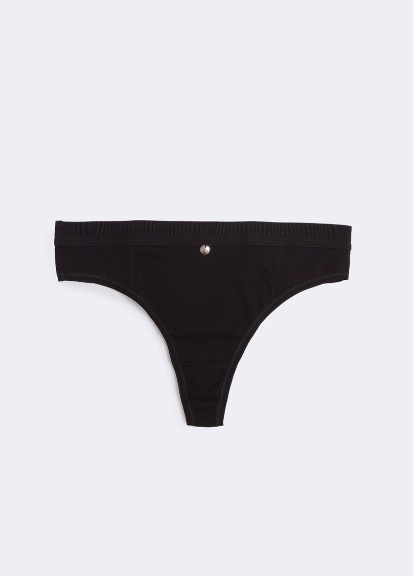 Труси стрінги бавовняні в рубчик URBAN RIB 2115/60 black (чорний)