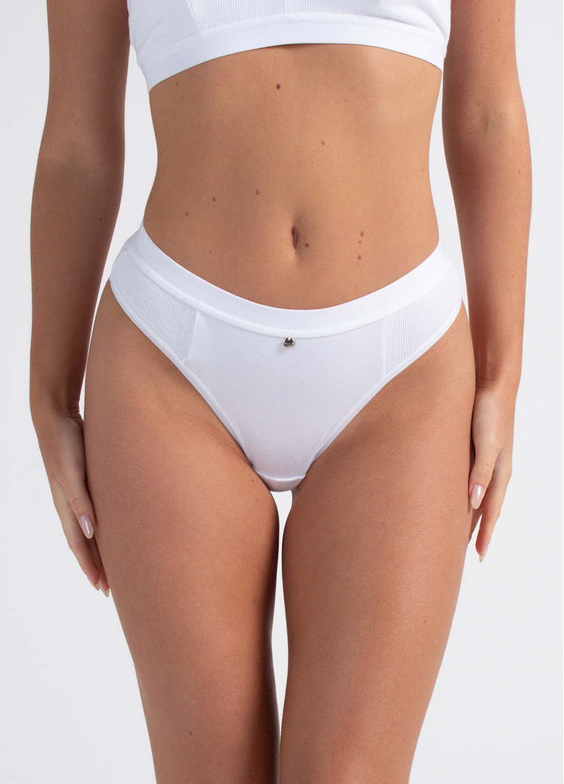 Трусы стринги хлопковые в рубчик URBAN RIB 2115/60 white (белый) Giulia