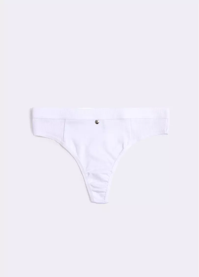 Трусы стринги хлопковые в рубчик URBAN RIB 2115/60 white (белый) Giulia