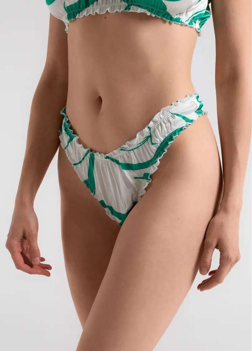 Шелковые трусики MOON SILK, белые/зеленые