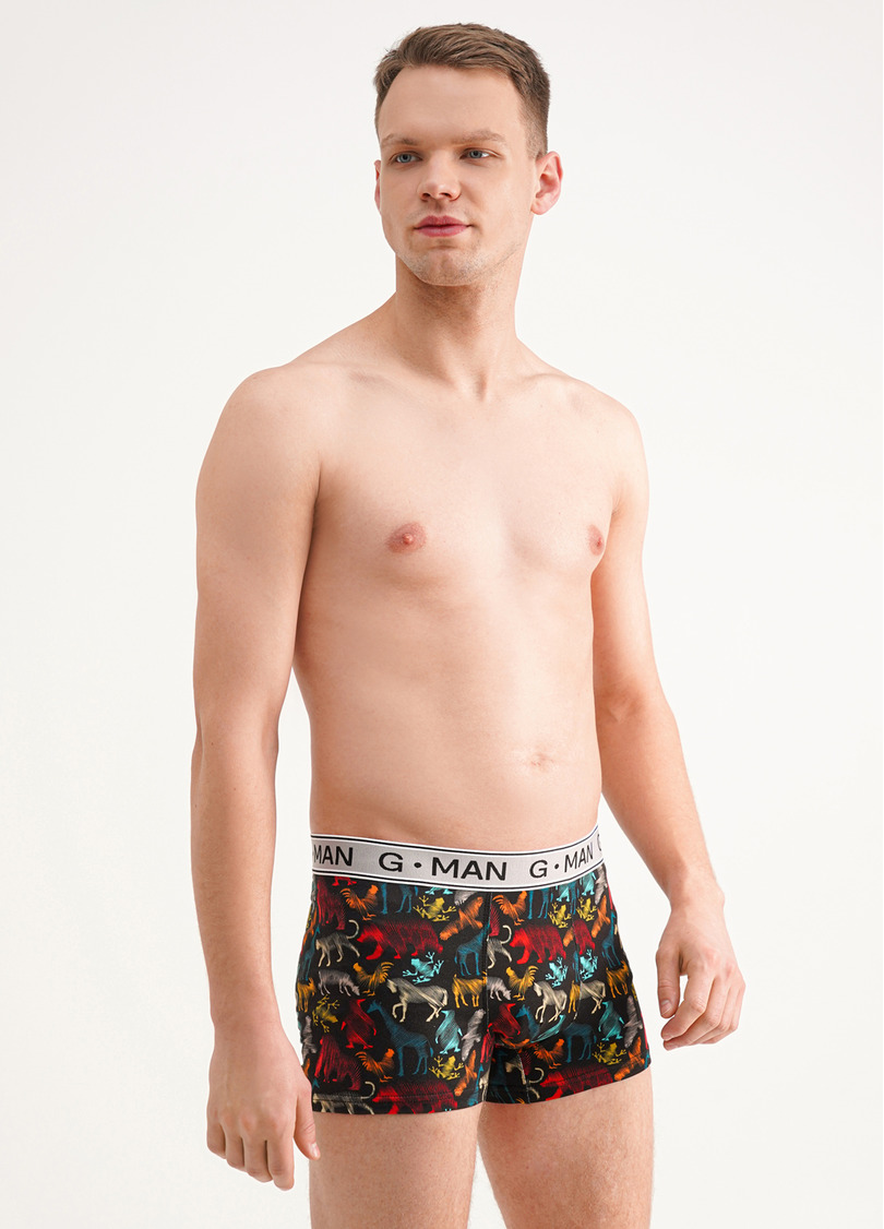 Бавовняні труси боксери з принтом G-MAN PRINT 20401/60 black/animal (чорний)