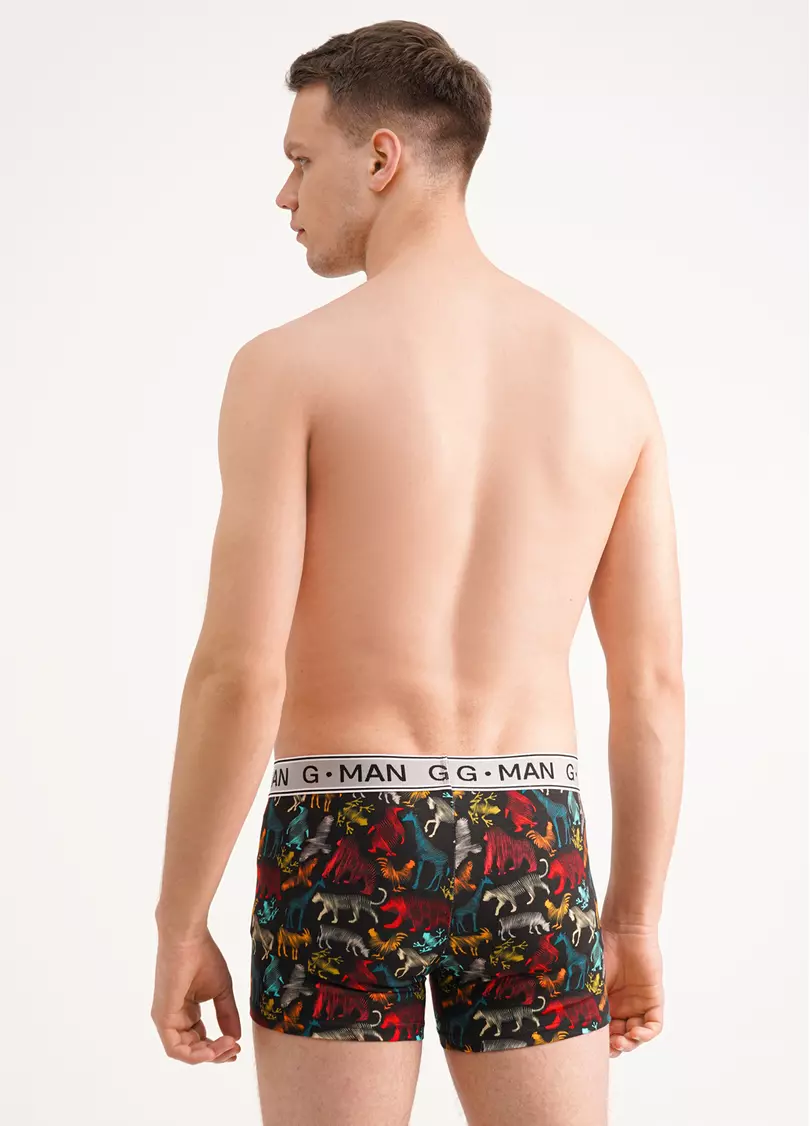 Бавовняні труси боксери з принтом G-MAN PRINT 20401/60 black/animal (чорний)