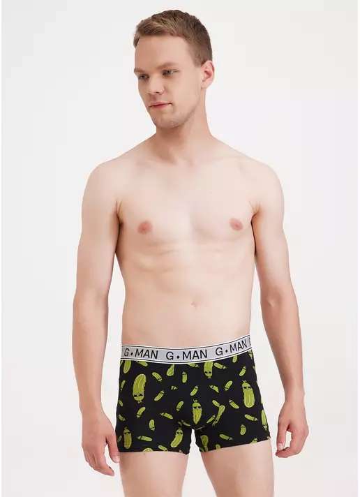 Хлопковые трусы боксеры с огурцами G-MAN PRINT 20401/60 black/cucumbers (черный)