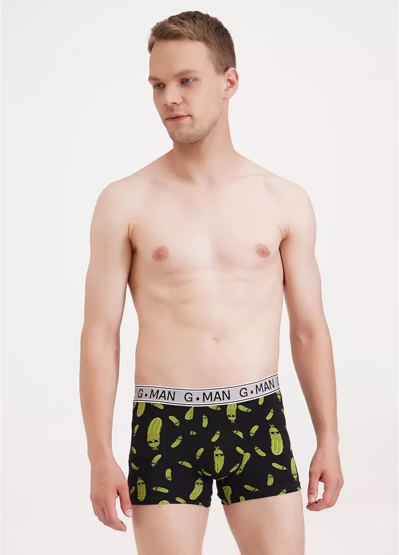 Бавовняні труси боксери з огірками G-MAN PRINT 20401/60 black/cucumbers (чорний)
