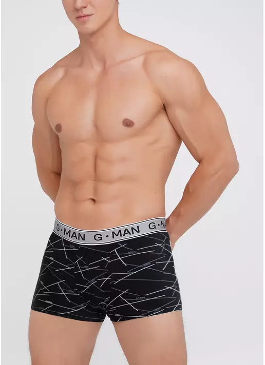 Хлопковые трусы боксеры с принтом G-MAN PRINT 20401/60 black/line print (черный)