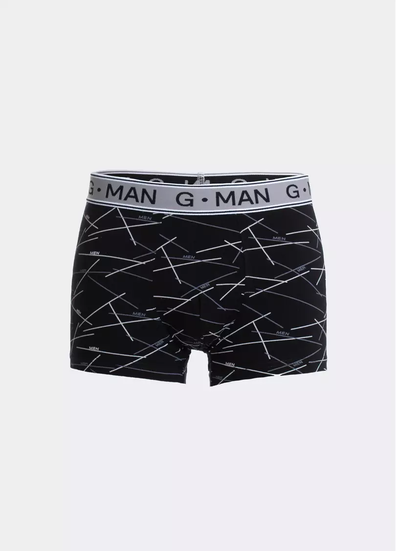 Хлопковые трусы боксеры с принтом G-MAN PRINT 20401/60 black/line print (черный)