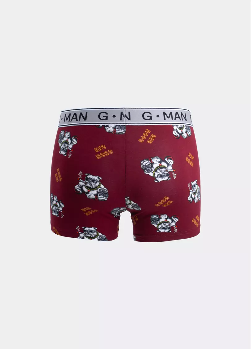Бавовняні труси боксери з принтом G-MAN PRINT 20401/60 burgundy/bulldog print (бордовий)