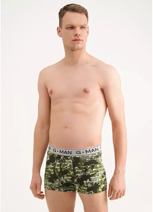 Хлопковые трусы боксеры с принтом G-MAN PRINT 20401/60 camouflage khaki (зеленый)