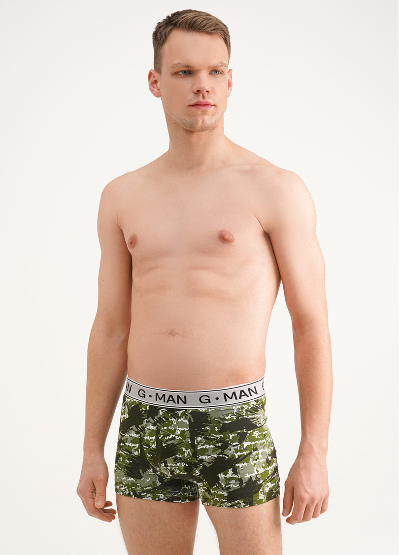 Бавовняні труси боксери з принтом G-MAN PRINT 20401/60 camouflage khaki (зелений)