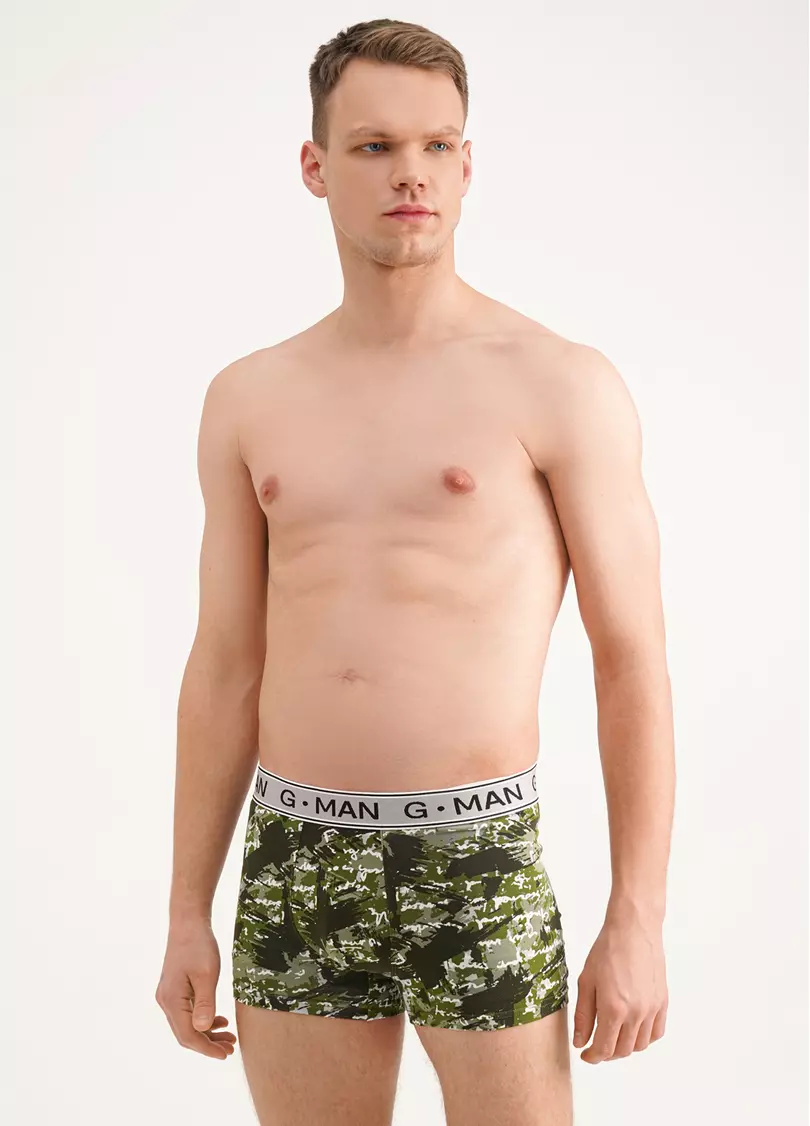 Бавовняні труси боксери з принтом G-MAN PRINT 20401/60 camouflage khaki (зелений)