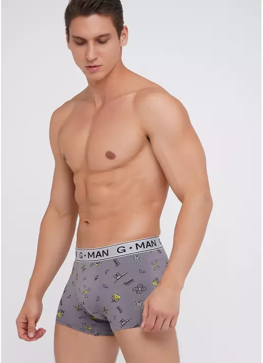 Хлопковые трусы боксеры с принтом G-MAN PRINT 20401/60 drone (серый)