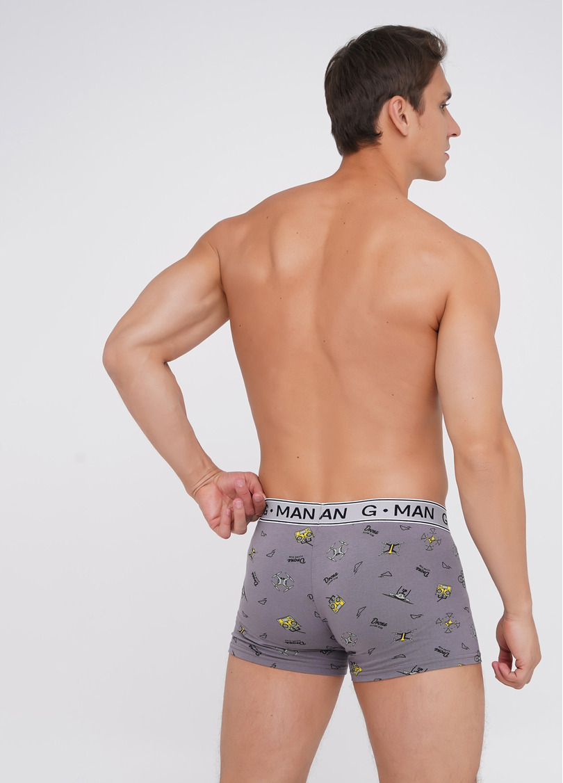 Бавовняні труси боксери з принтом G-MAN PRINT 20401/60 drone (сірий)