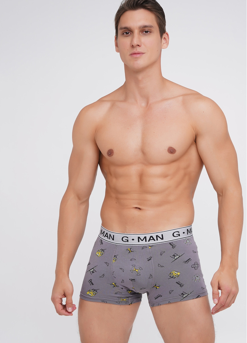 Бавовняні труси боксери з принтом G-MAN PRINT 20401/60 drone (сірий)