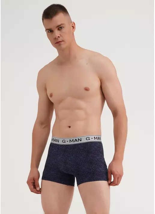 Хлопковые трусы боксеры с принтом G-MAN PRINT 20401/60 navy/black stripe (синий)