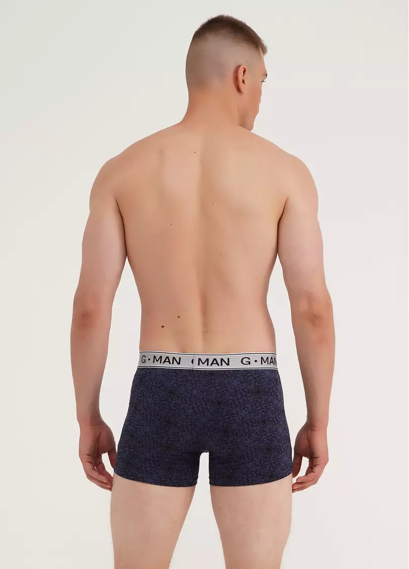 Бавовняні труси боксери з принтом G-MAN PRINT 20401/60 navy/black stripe (синій)