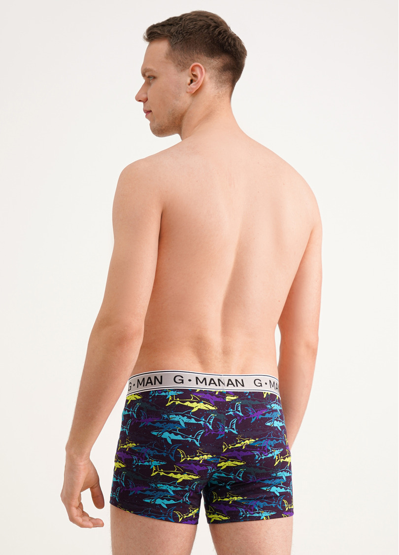 Бавовняні труси боксери з акулами G-MAN PRINT 20401/60 purple/shark (фіолетовий)
